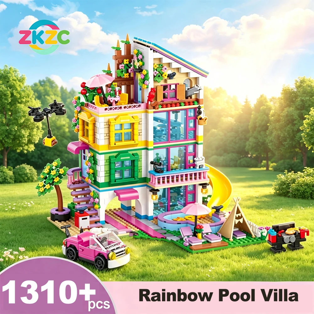 Anime Elsa Princess Luxury Castle Summer Villa Set Building Blocks Model Brick Mini Figure Toy for Girls Kids DIY Gifts - view 6