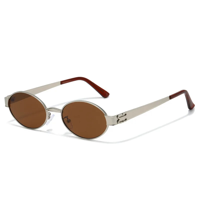 2026 Stylish Luxury Metal Oval Sun Glasses For Women Street Shopping Fashion Sunglasses Brand Designer Cool Ladies Shades