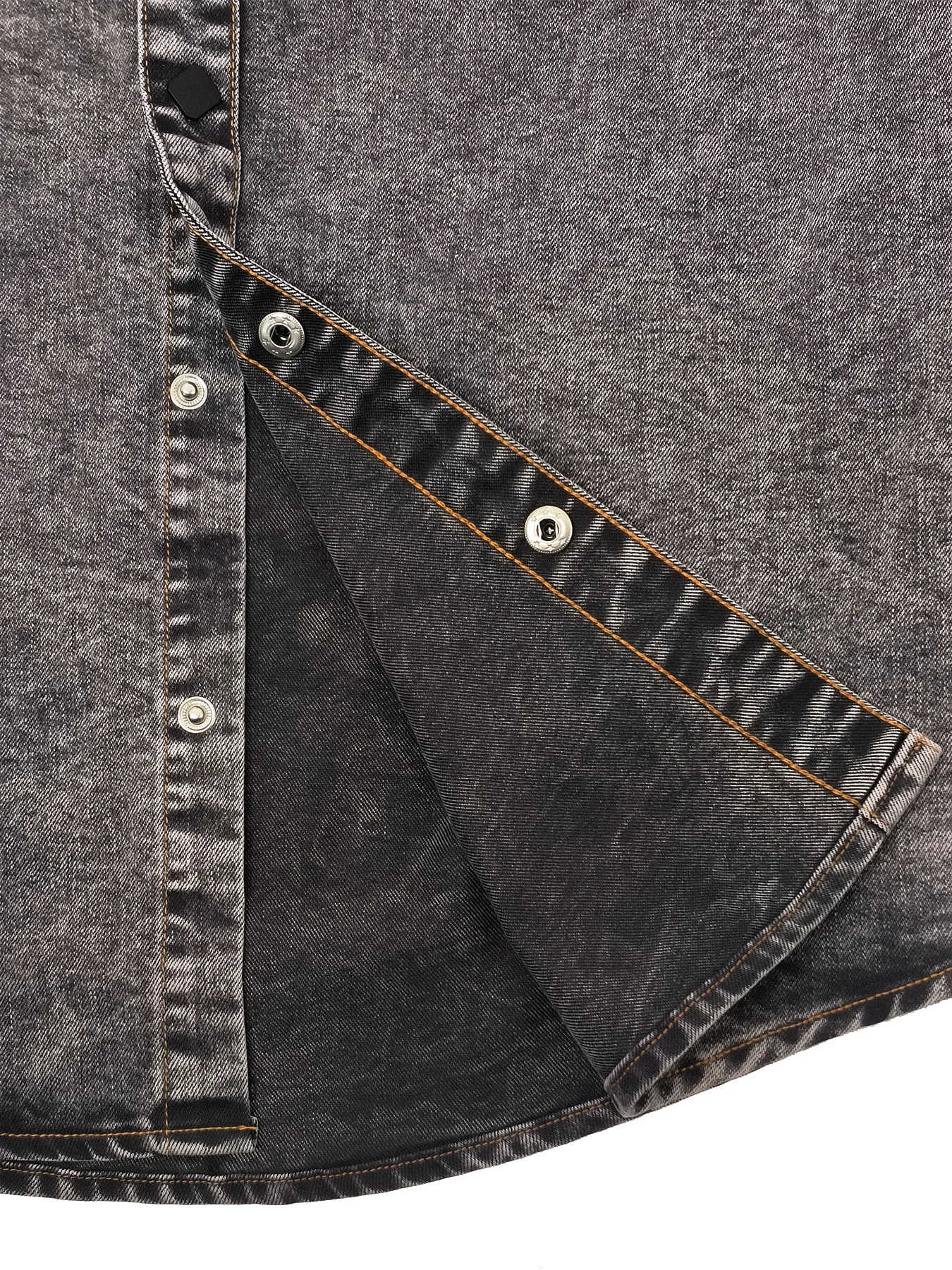 Spring and Autumn Men's Denim Shirt, Vintage Distressed Grey-Tone Denim Shirt, Western Style Pointed Collar with Double Patch Pockets, Hand-Washed Distressed Casual Workwear Long-Sleeve Top, Outerwear or Innerwear for Fall, view 6