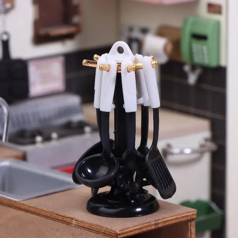 Accessori in miniatura per casa delle bambole Mini pala Cucchiaio da zuppa con supporto Simulazione Mobili Utensili da cucina per la decorazione
