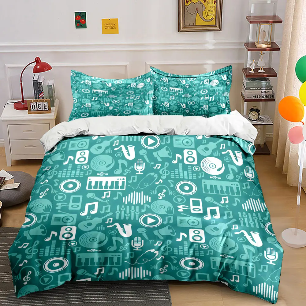 

Music-themed Element Pattern Print Bedding Set 1 Duvet Cover 2 Pillowcases for Adult and Children Luxury Gift Full Size