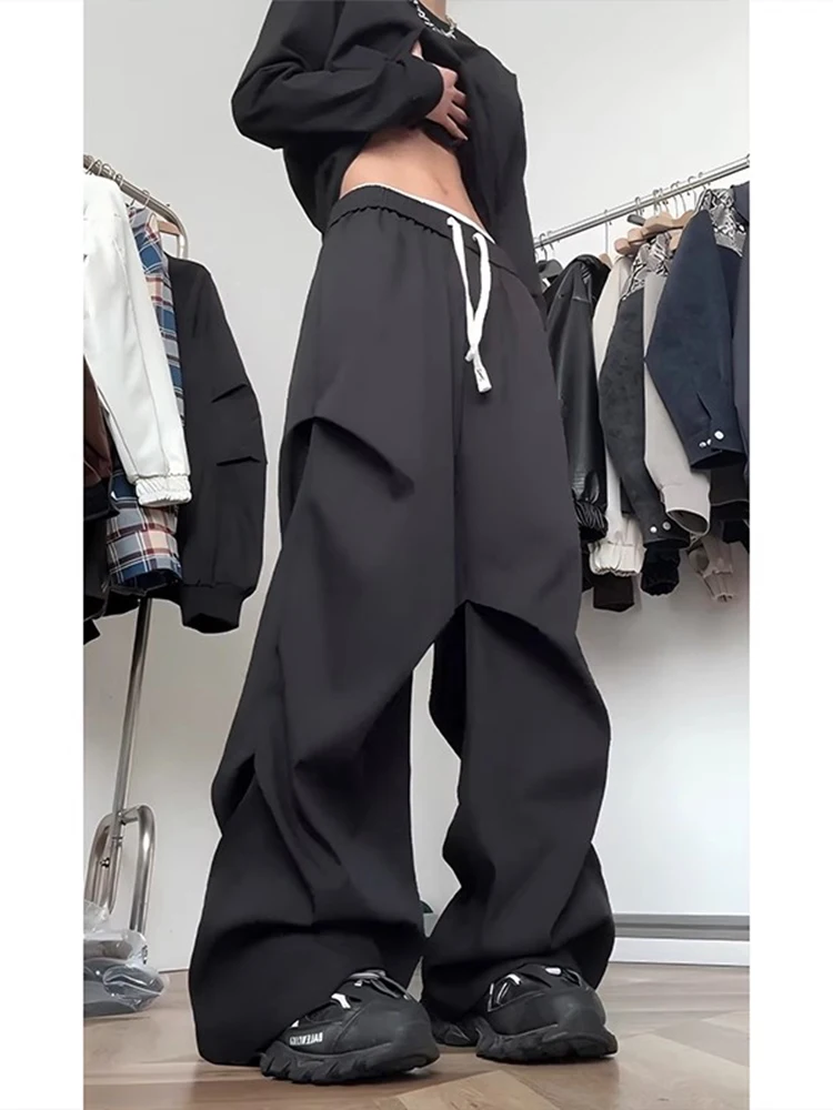 

Мужские брюки Bla American Folded: драпированные, широкие, премиум-класса, в стиле рабочей одежды, повседневные, молодежные, весенне-осенние, модные