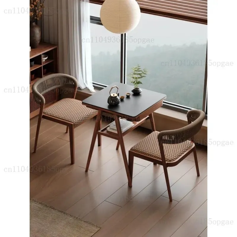 Wooden coffee, mountain balcony, small table and chairs, leisure table, small apartment household one table and two chairs,