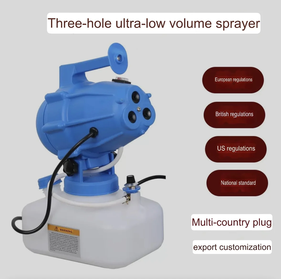 3 Nozzle Fogger Portable Ultra-Low Volume Atomizer Sprayer Fine Mist Blower Nebulizer 5L Cold Fogging Machine