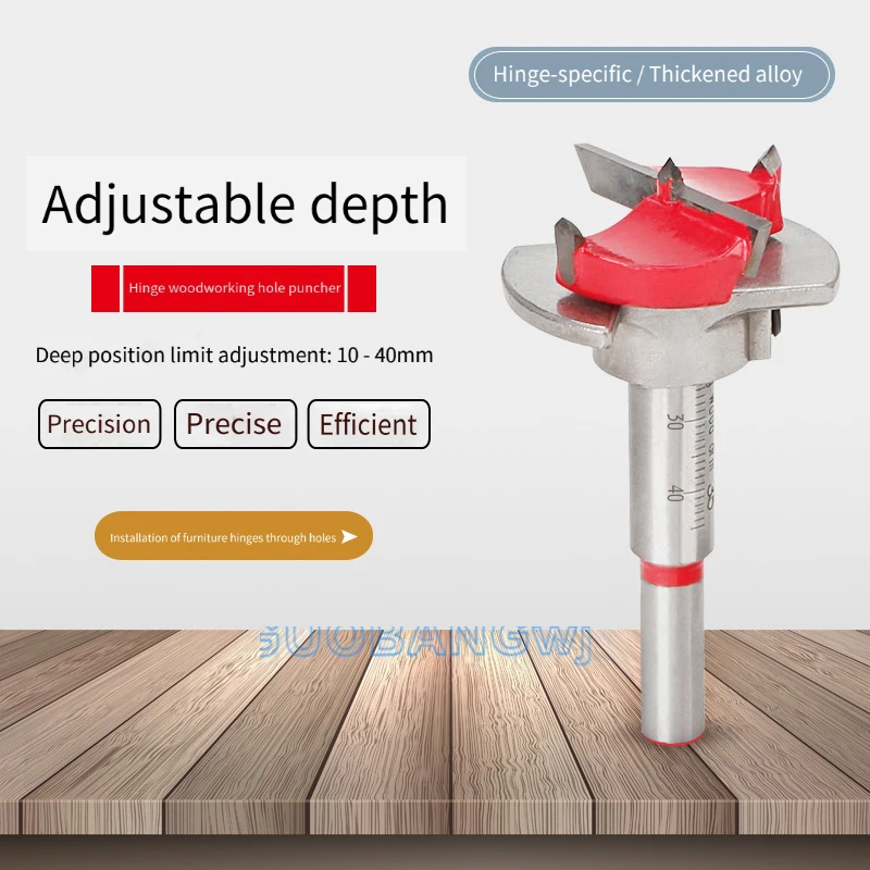 

Cabinet Hinge Limit Stop Drilling Jig, Woodworking Locator Drill Bit for Adjustable Hinge Bore, Precise Anti-Slip Installation