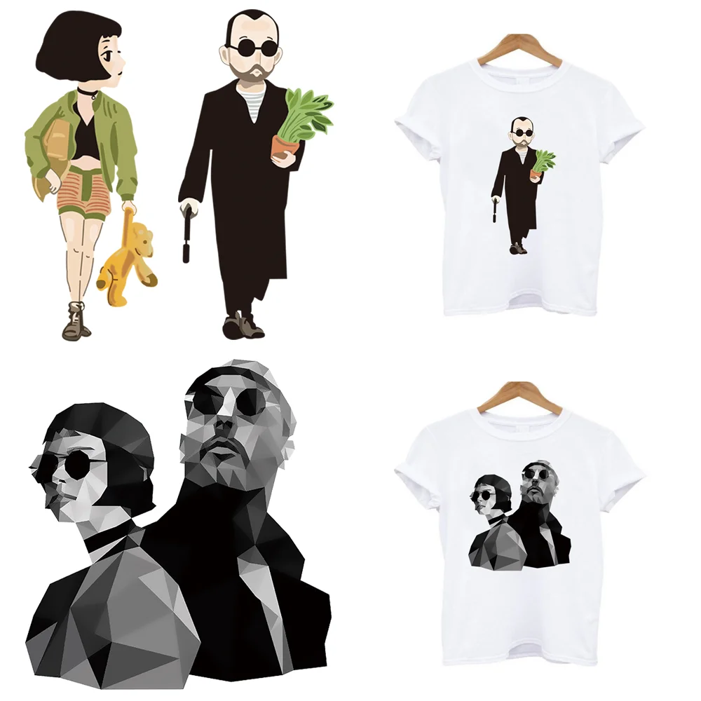 

2Pcs/Lot Leon The Professional Heat Thermo Adhesive Thermal Transfer Fusible T Shirt Stickers Iron On Ironing Patch For Clothes