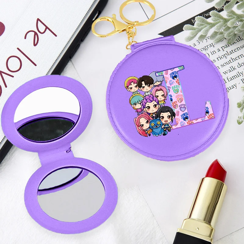 

Ручное зеркало для макияжа Demon Hunters Kpop, мини-портативное карманное складное круглое зеркало-брелок для путешествий, уличный косметический инструмент
