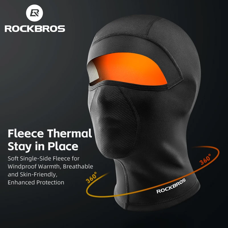 ROCKBROS Cycling Fleece Headgear Warm Windproof Bicycle Balaclava Breathable Face Mask Bike Equipement Skiing Fleece Head Mask