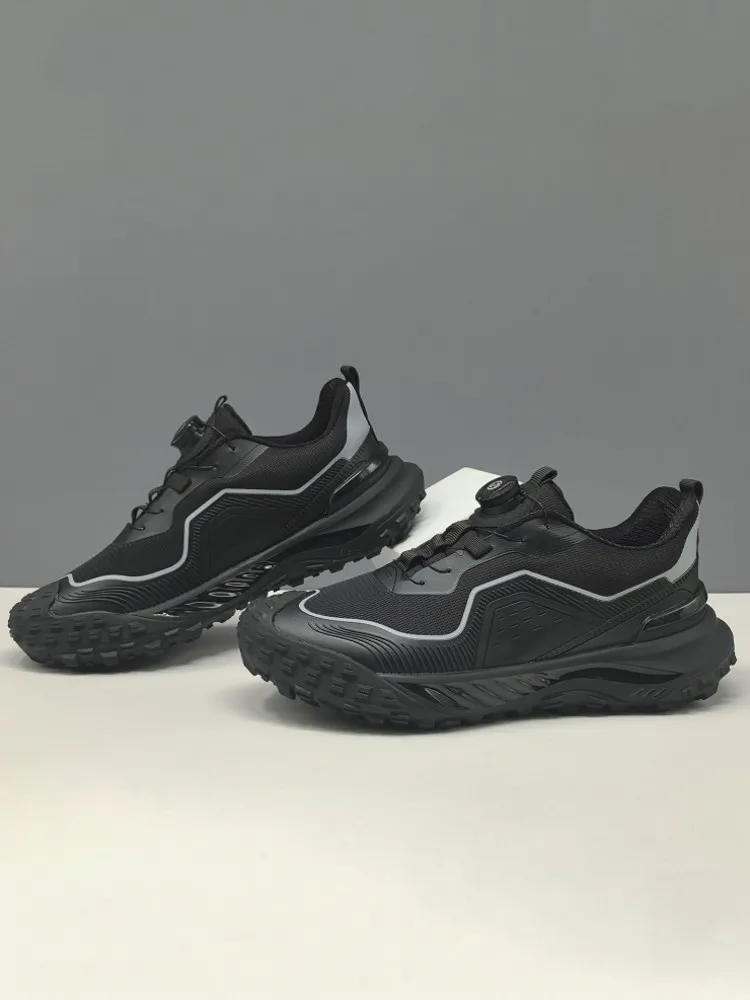 Men Patchwork Mesh Ventilate Spliced Running Rotating Buckle Thick Bottom Versatile Sport Shoes Platform Sneakers Trainers Men