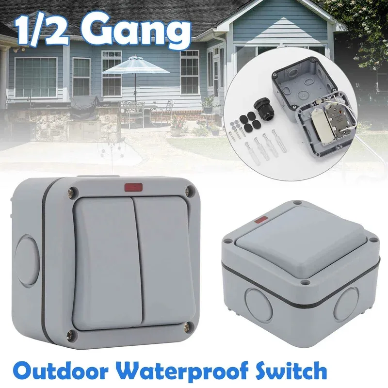 

Avoir Outdoor Wall Light Switches IP66 Waterproof Weatherproof Push Button Switch 1 2 Gang 2 Way Doorbell Momentary Switch 1 Way