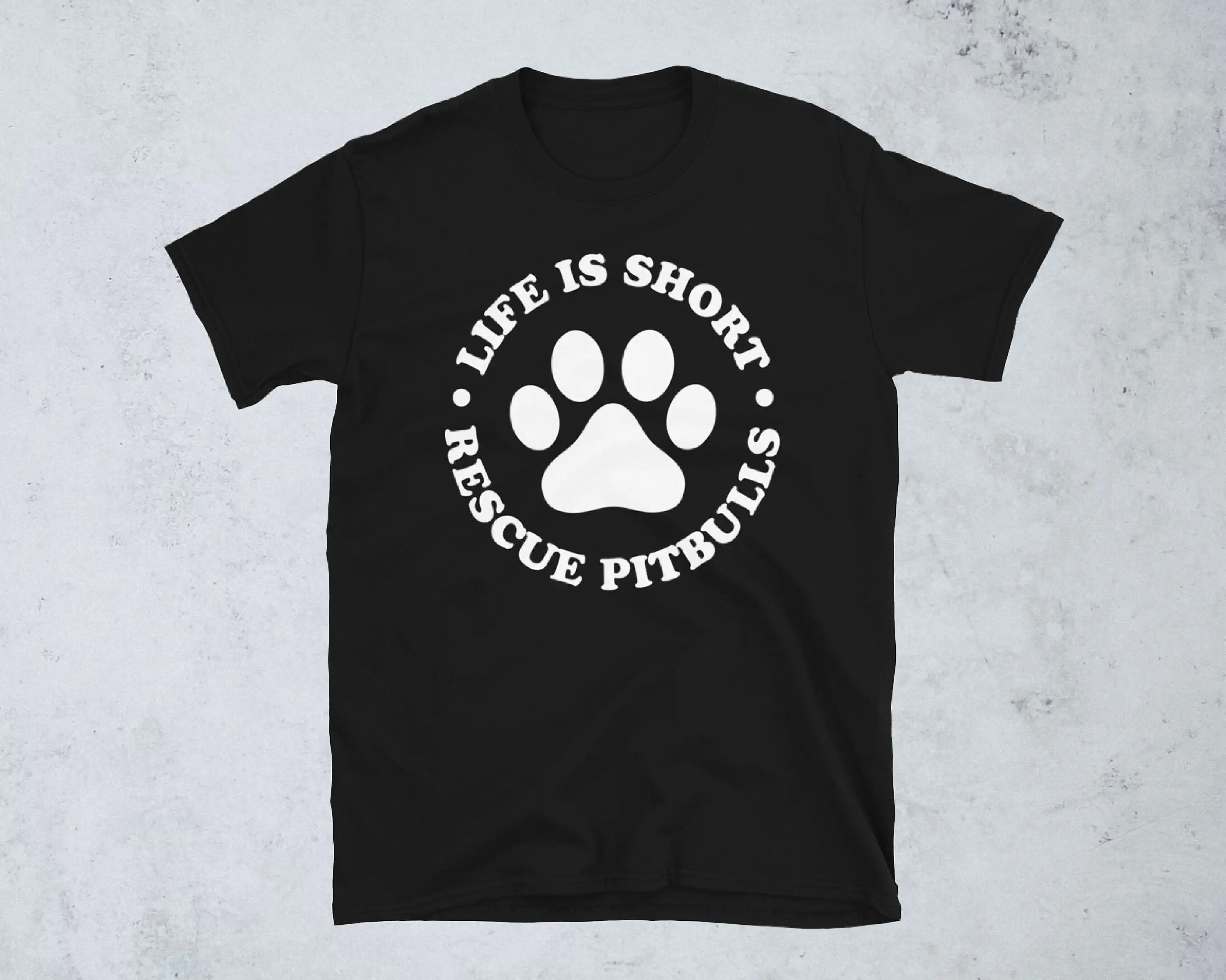 Футболка Life Is Short Rescue Pitbulls с принтом лап для любителей собак, владельцев Питти
