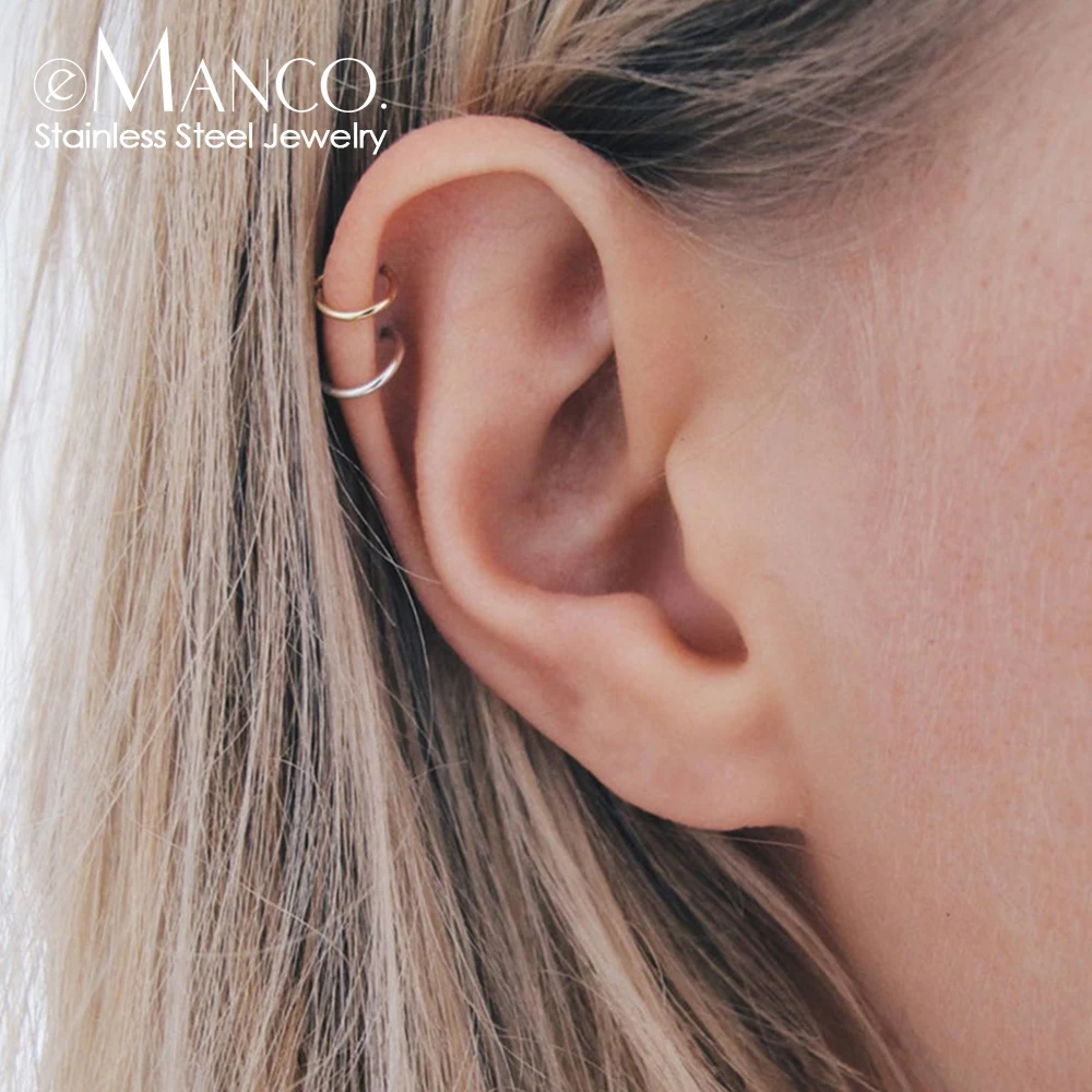 EMANCO Fashion Stainless Steel Earrings Glossy Ear Clips Ear Bone Clips Without Piercing Without Ear Holes