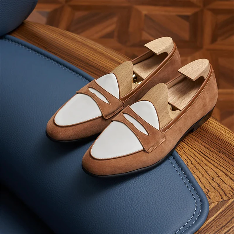Brown Suede White