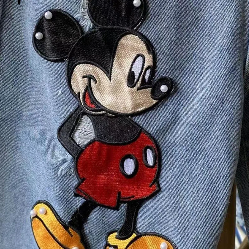 Supzoom Celana Pendek Denim Musim Panas Mickey Mouse Manik-manik Bordir Katun Fashion Atasan Musim Panas Kasual Longgar Keluaran Baru
