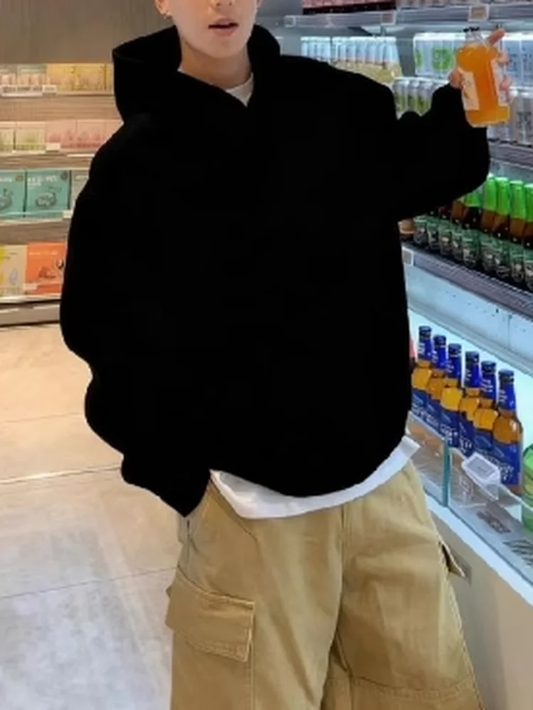 

Мужская толстовка American Style с флисовой подкладкой, длинным рукавом, повседневная, модная, для весны, осени и зимы, удобная посадка