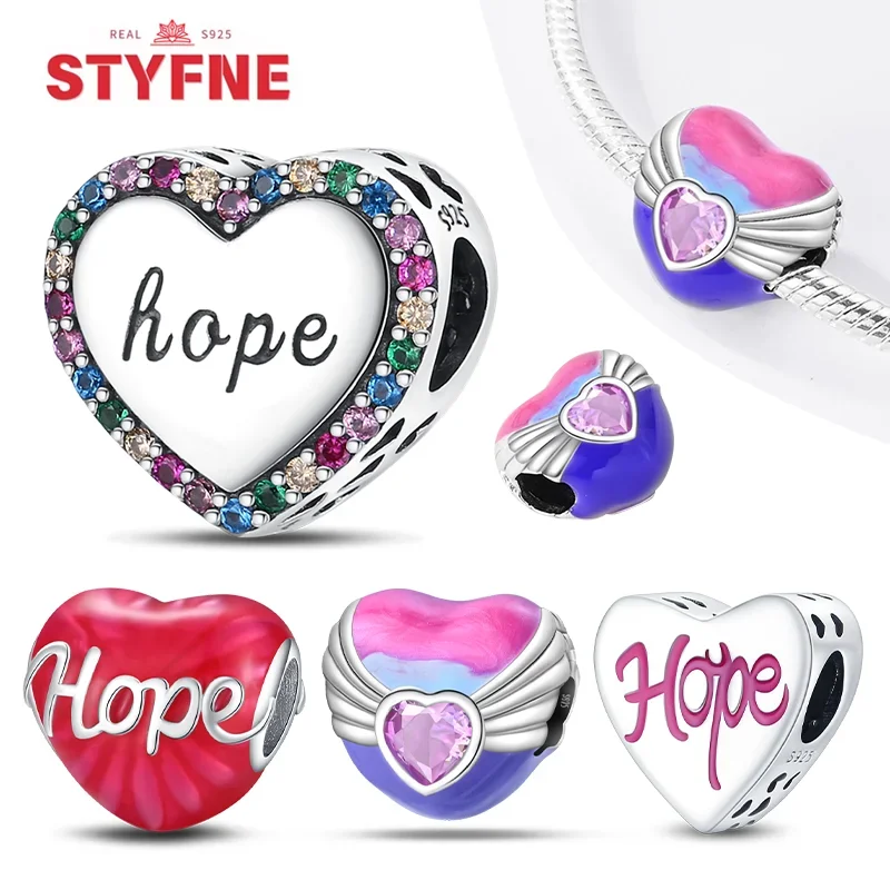 New 925 Sterling Silver Romantic Heart Series Charms Hope Beads Fit 925 Original Bracelet DIY Fine Jewelry Gifts for Women