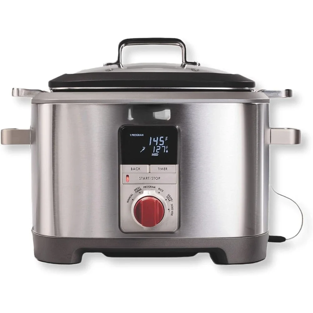 Wolf Gourmet Programmable 6-in-1 Multi Cooker with Temperature Probe, 7 qrt, Slow Cook, Rice, Sauté, Sear,