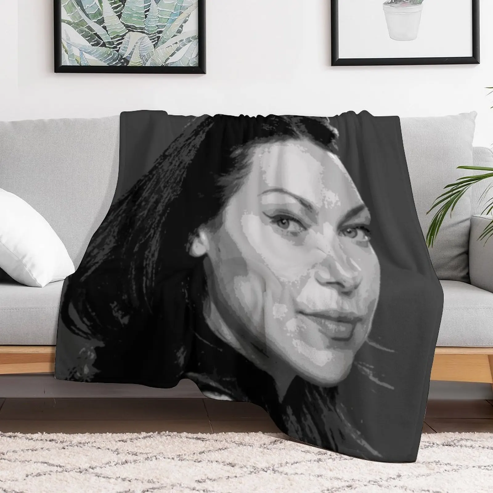 Laura Prepon Black & White Pop Art Portrait Painting Throw Blanket Quilt Fashion Sofas christmas gifts Cute Plaid Blankets