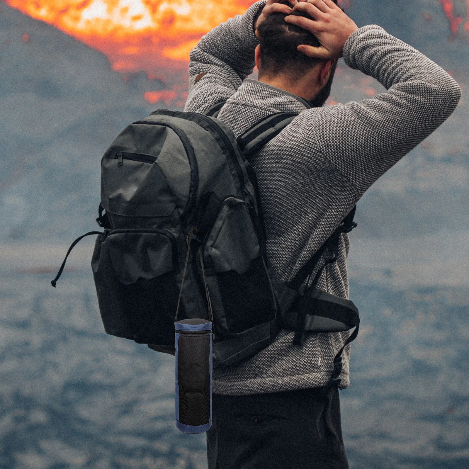 

Durable Oxford Cloth Water Bottle Storage Bag Adjustable Shoulder Strap Travel Camping Hiking Outdoor Sports Insulated Cup Pouch