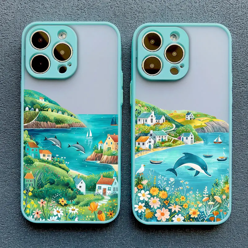Seaside Scenery Wave Beach Pattern Phone Case For iPhone 15 16 Pro Max Plus 14 13 12 11 Pro Max Mini XS XR X 7 8 Plus SE2 Covers
