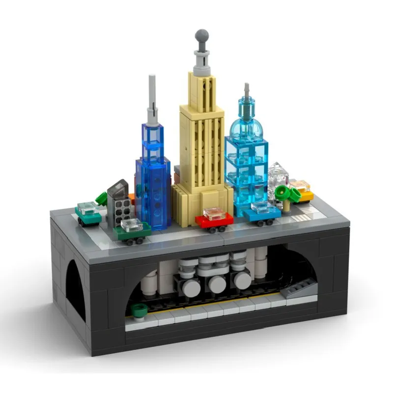 รถไฟจิ๋ว MOC สร้างสรรค์ แบบหมุนมือ ชุดตัวต่อรถไฟเมือง ของเล่น DIY สำหรับเด็ก เป็นของขวัญ