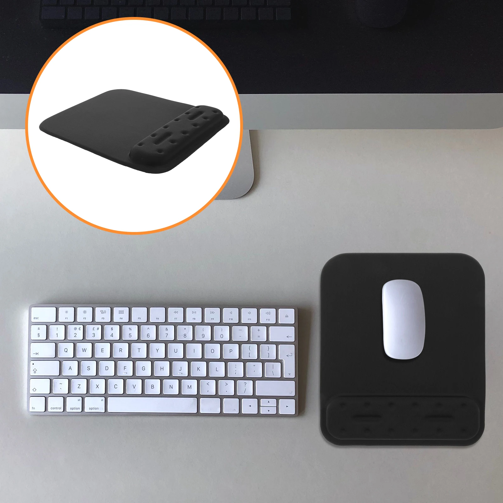 

Memory Foam Wrist Guard Mouse Pad Ergonomic Slow Rebound Non Slip Black Cotton Hand Support Anti Skid Rubber Base Smooth Surface