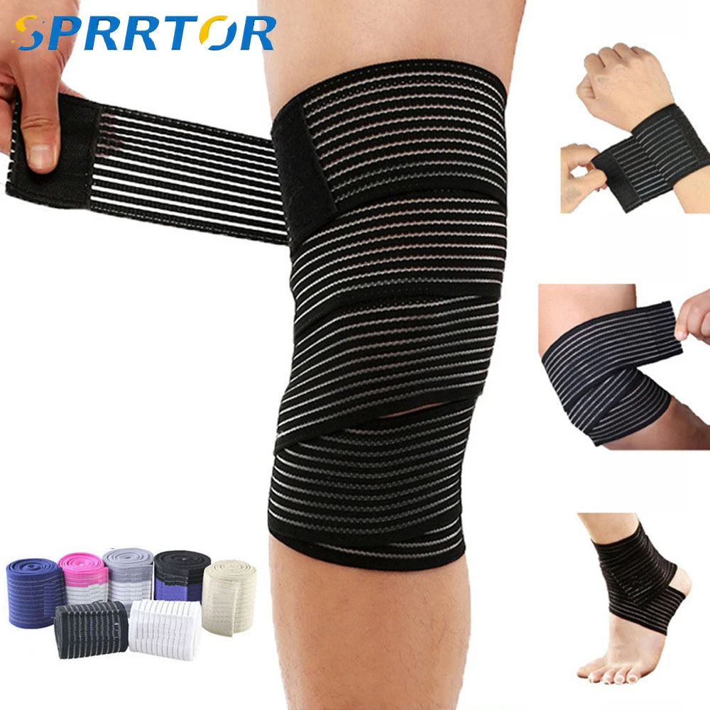 1 szt. 40-200cm bandaż uciskowy ochraniacz stabilizator kolana orteza sport elastyczne paski na łokcie opaski na nogi Elast Bandag opaska treningowa
