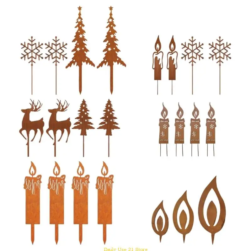 

Outdoor Christmas Decorations for Home Metal Decorative Garden Stakes for Christmas Decors Tree Yard Signs for Garden