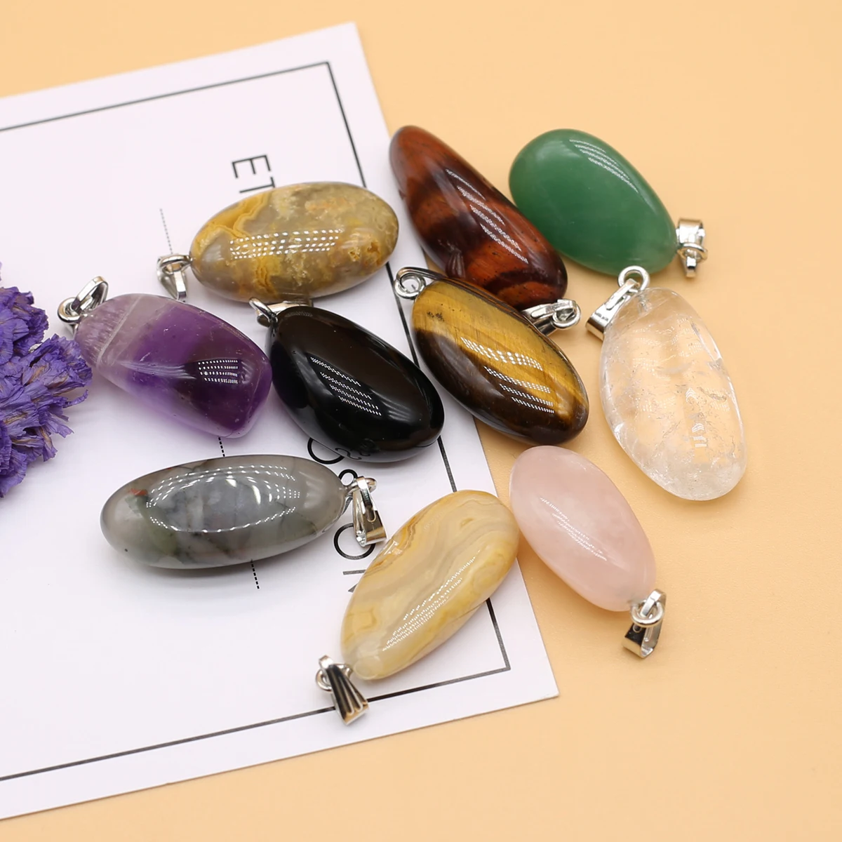 15x25mm Natural Stone Pendants Opal Amethyst Irregular Polished for Jewelry Making DIY Women Necklace Earring Accessories