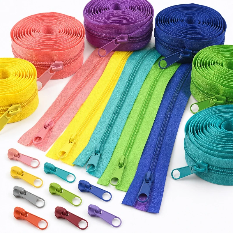 

10/20M 3# 5# Rainbow Nylon Zipper By Yard with Sliders for Bag Pillow Garment Closure Zip Sewing Zipper Tape Roll Accessories