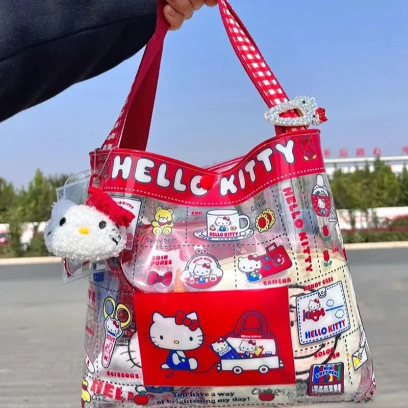 Sanrio Hello Kitty torebka o dużej pojemności Kawaii Anima Cute Cartoon wodoodporna torba na zakupy na ramię piękne zabawki prezenty dziewczyny