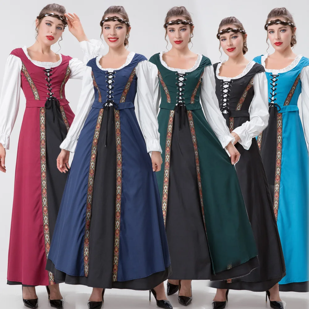 

5 Colors Halloween Woman European Victorian Medieval Vintage Renaissance Palace Princess Long Dress