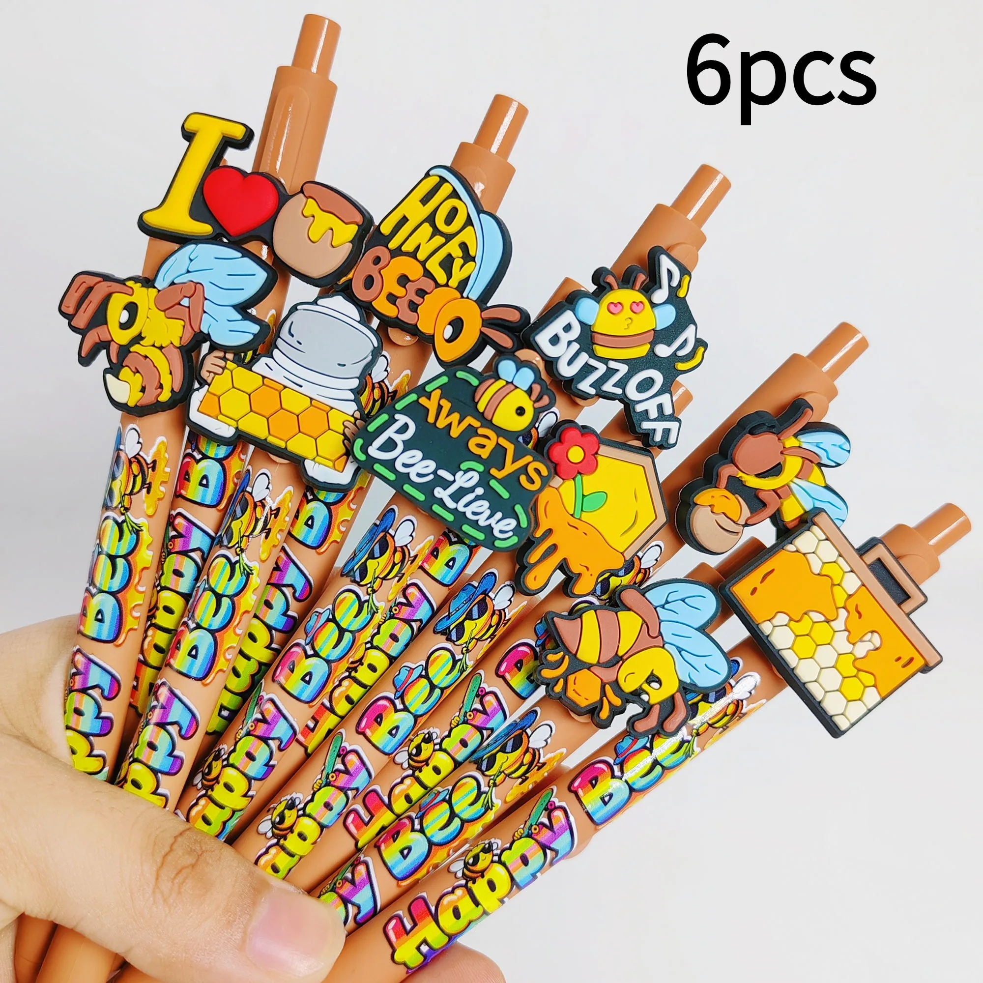 

6pcs/10pcs Colorful Happy Little Bee and Honey Series Ballpoint Pen Student Writing Signature Gift Preferred Gift