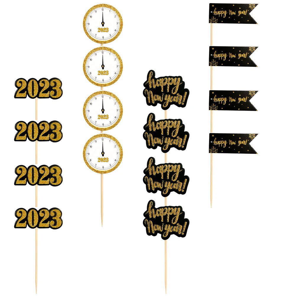 

20pcs Cake Picks Cupcake Topper Decorations Toothpick Dessert New Year Party Supplies Lightweight Fun Cake Decorative Props