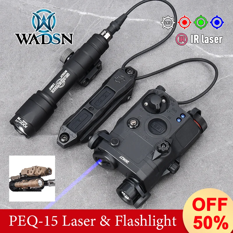 WADSN Tactic PEQ-15 Red Green Blue Laser M300A/M600C Flashlight Indicator Weapon Hunting Scout Strobe Sight Fit 20mm Rail ﻿