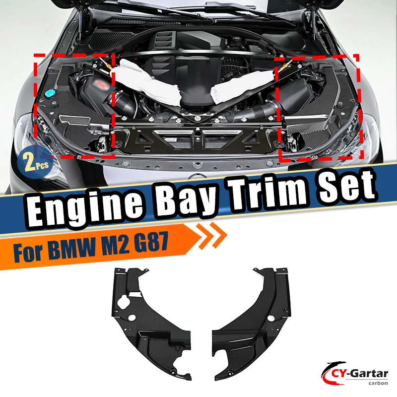 

Dry Carbon Fiber Front Panel Engine Bay Trim Set Engine Room Side Cover Trims For BMW M2 G87 S58 Engine 2023 Up Body Accessories