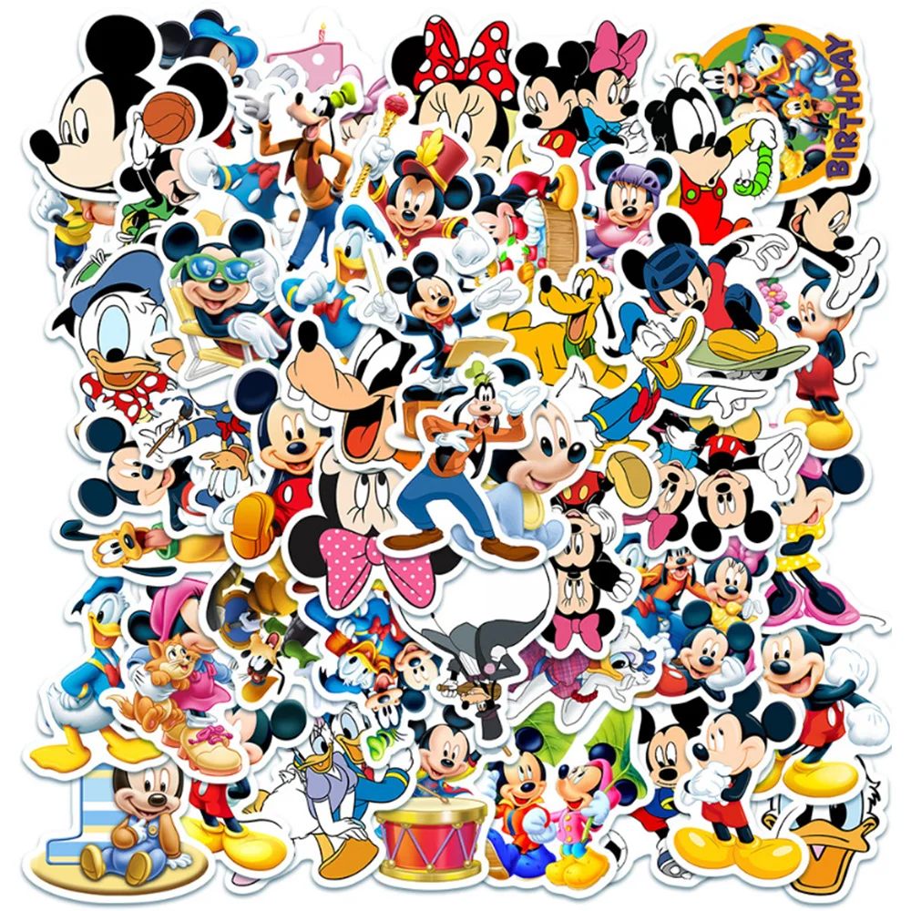 10/30/50 Uds. Pegatinas de Mickey Mouse de Anime, Divertidas Pegatinas de Dibujos Animados de Disney, Pegatinas para Motocicleta, Guitarra, Equipaje, Coche, Pegatinas de Graffiti Lindas, Juguete