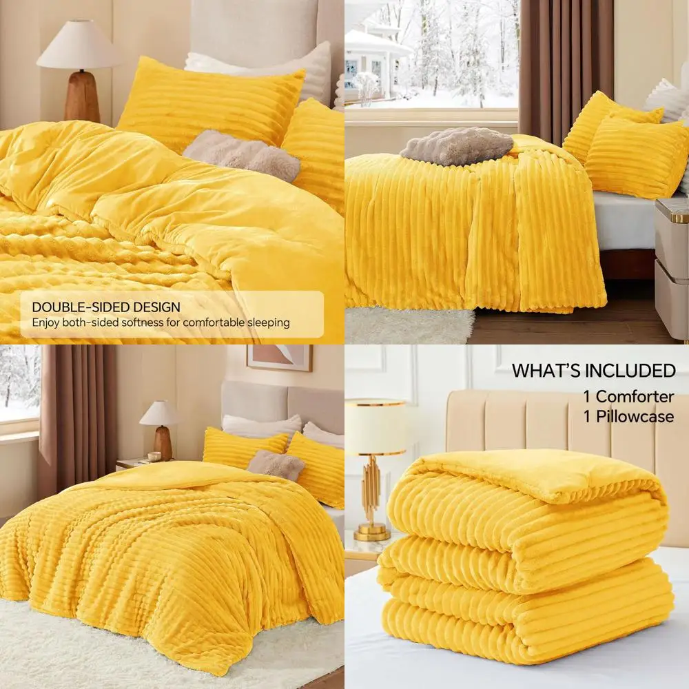 

Ultra Plush Yellow Twin Comforter Set - Cozy & Luxurious Fluffy Bedding for Winter with 1 Pillowcase