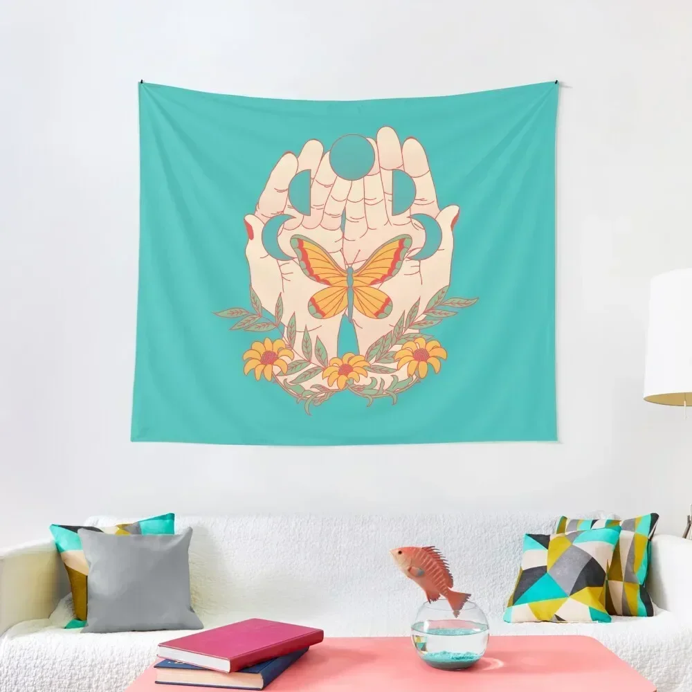 

Moon & Butterfly In Her Hands Tapestry Room Decorating Aesthetic Decorative Wall Mural Things To Decorate The Room Tapestry