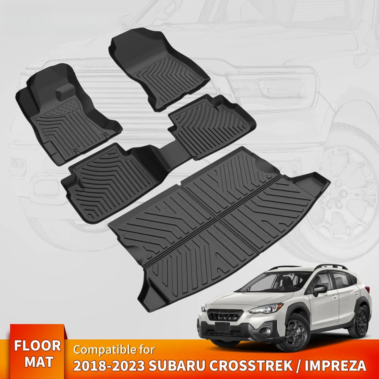 

Floor Mats Cargo Liner Set for 2018-2023 Subaru Crosstrek Impreza Anti-Slip