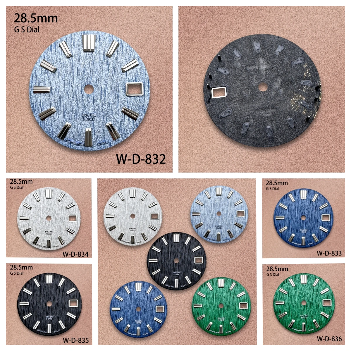 28.5mm With Grand S Dial Suitable Fit NH35/NH36/4R/7S Japan Movement Green Lumens Wave High Quality Watch Accessories