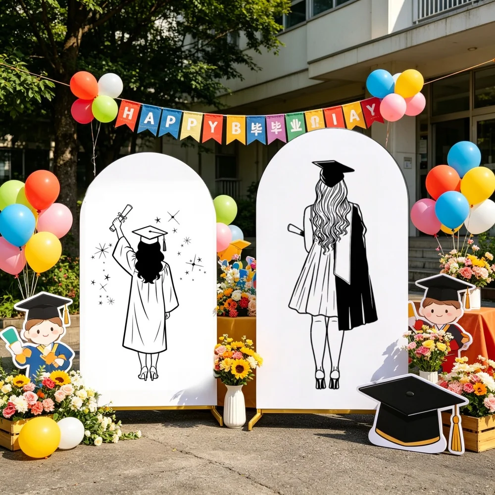 

Фон для фотостудии: арка для выпускного вечера, выпускная церемония, портрет девушки, эластичный арочный фон для фотосессий