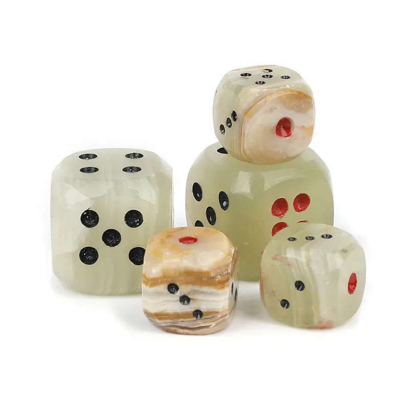 1pc 3cm Natural Stone Dice Party Ornament Cute Number Carved Raw Mineral Afghanistan Jades Healing Crystals for Game