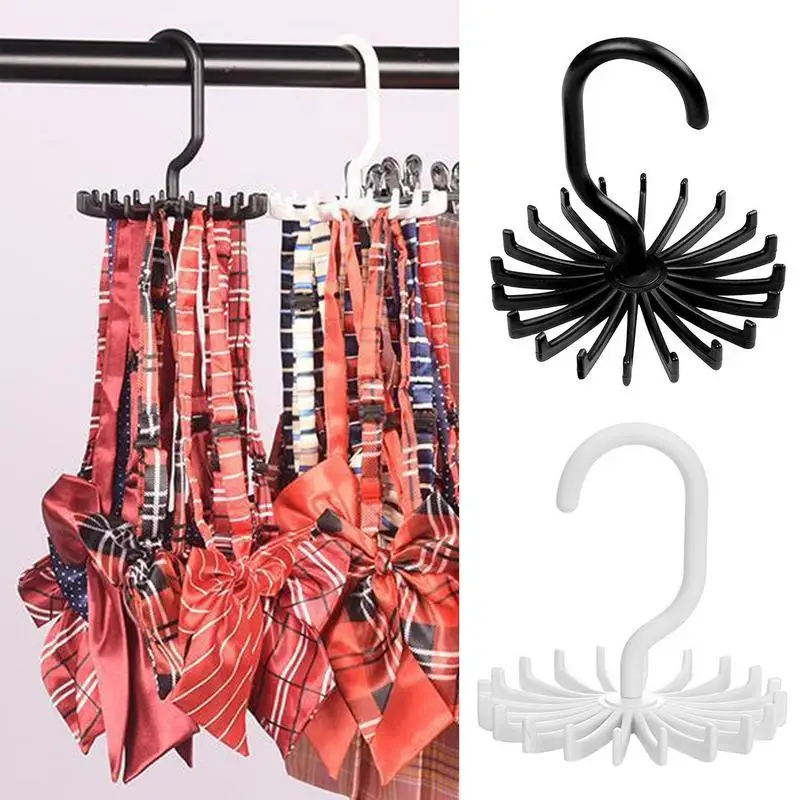 Twirl Tie Rack Wardrobe Organizer Rotating Scarf Holder Trouser Hanging Hook 360 Degree Rotating Bracelet Rack Accessories