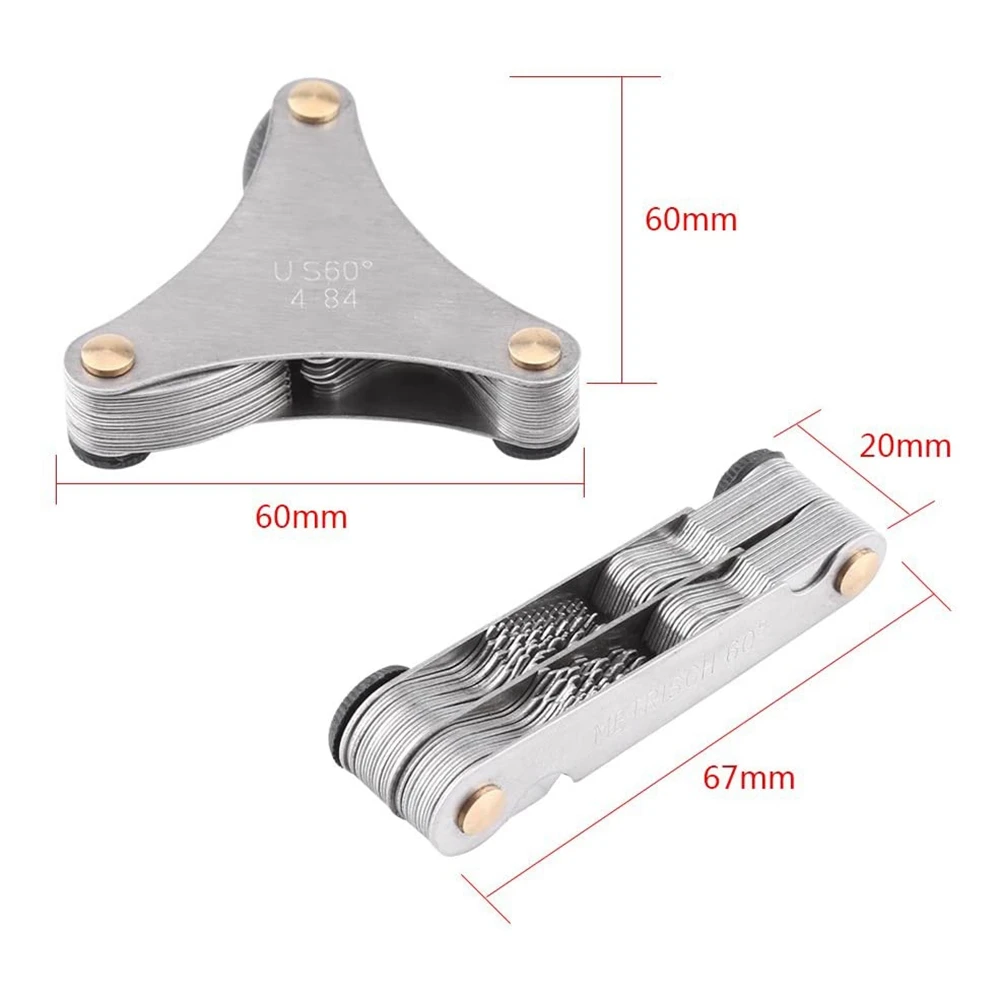 

52 Pieces Of Thread Pitch Gauge Thread Pitch Measuring Tool Thread Gauge (52 Pieces Of Metric + Inch)-T48C