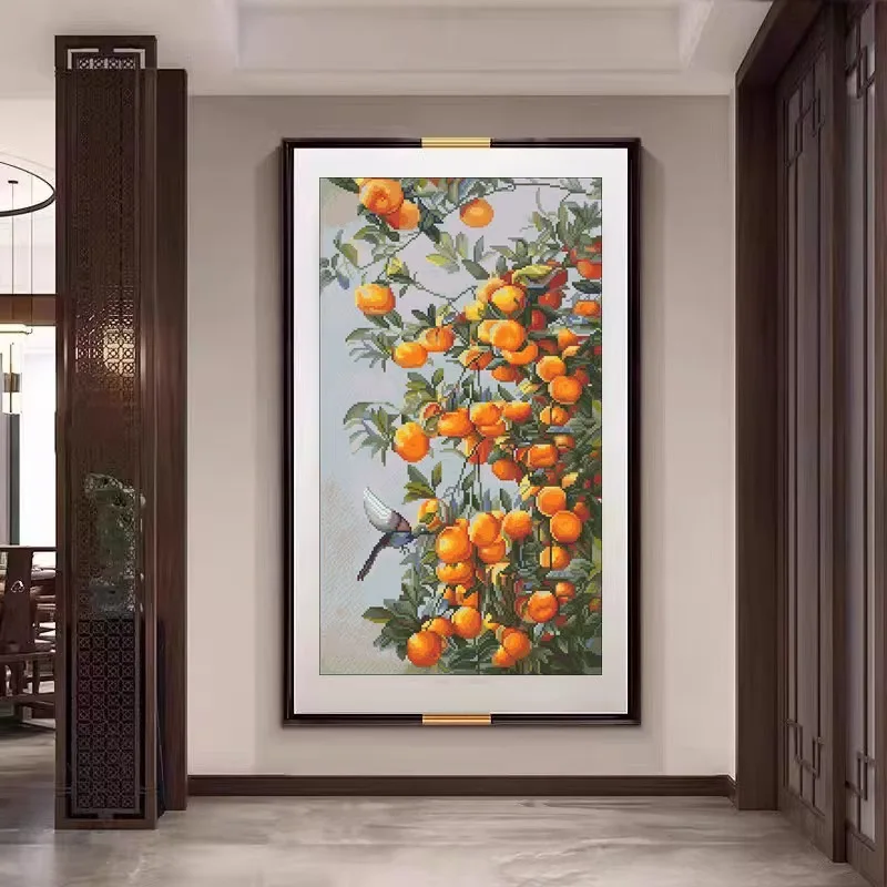 

Modern Simple Cross Stitch Bead Embroidery Pomeanate Design Living Room Decorative Canvas Wall Art Cross Stitch Kit