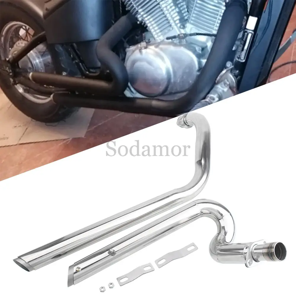 For Honda Steed Shadow VT400 VT600 VLX400 VLX600 VT400C VT 400 VT600C VLX 600 Motorcycle Duals Exhaust Full System Muffler