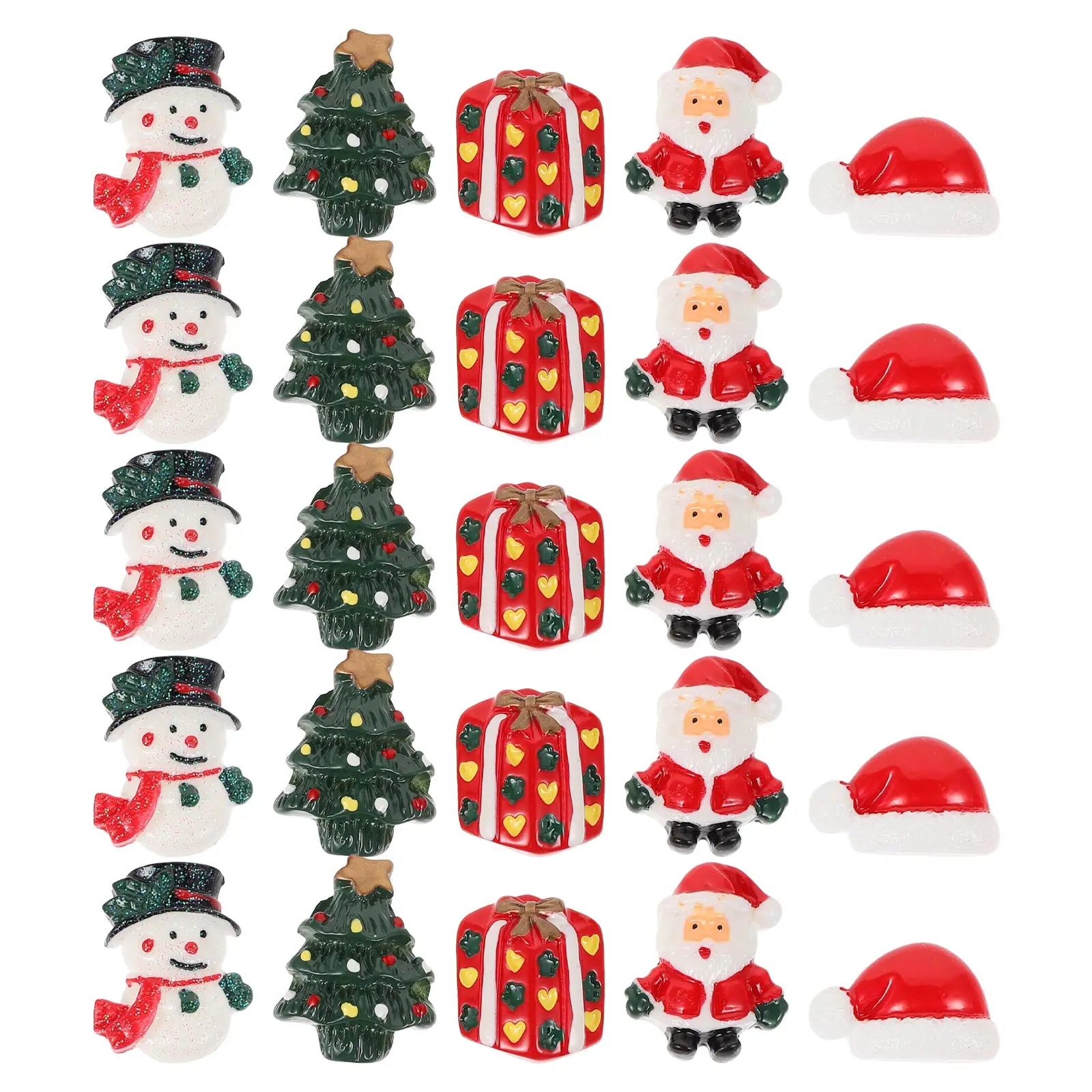 

25 Pcs Christmas Figurine Hairpin Making Accessories Charms Patch Mini Resin Adornments Xmas Supplies