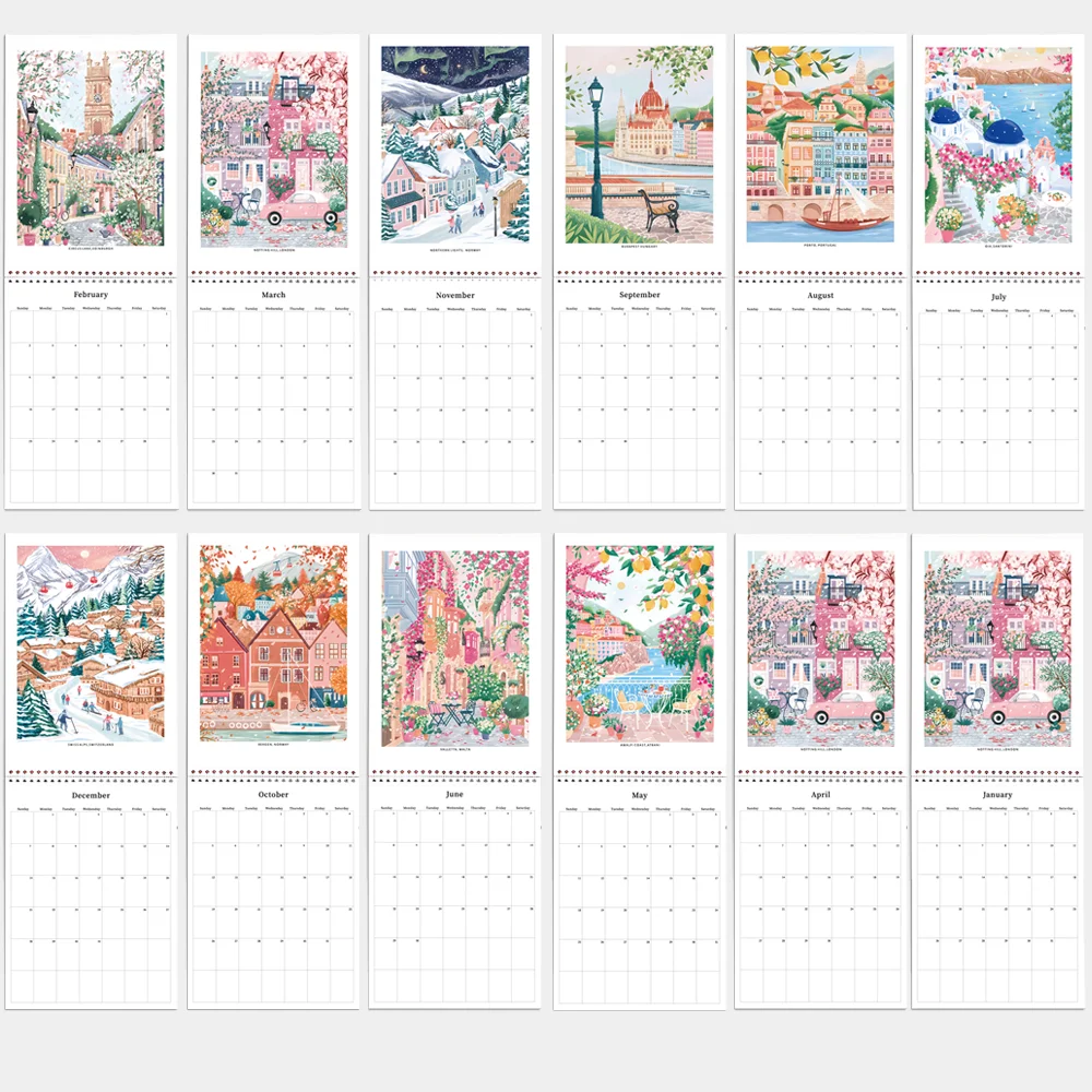 1pc 2025 new creative travel pattern design calendar, record good travel memories, plan important future travel