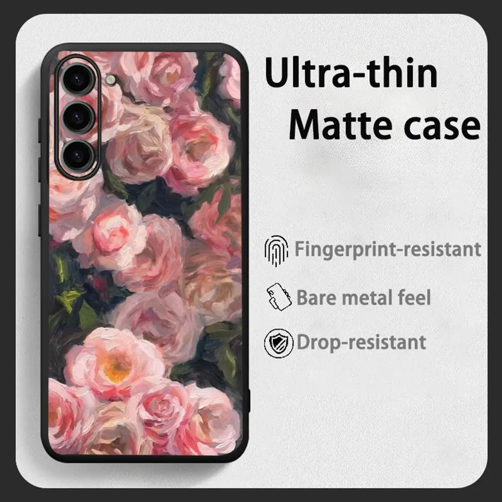 Beautiful flower rose love girl design ins  Phone Case For Samsung Galaxy S26 S25 S24 S23 S22 S21 Plus Ultra Fold A Soft Black